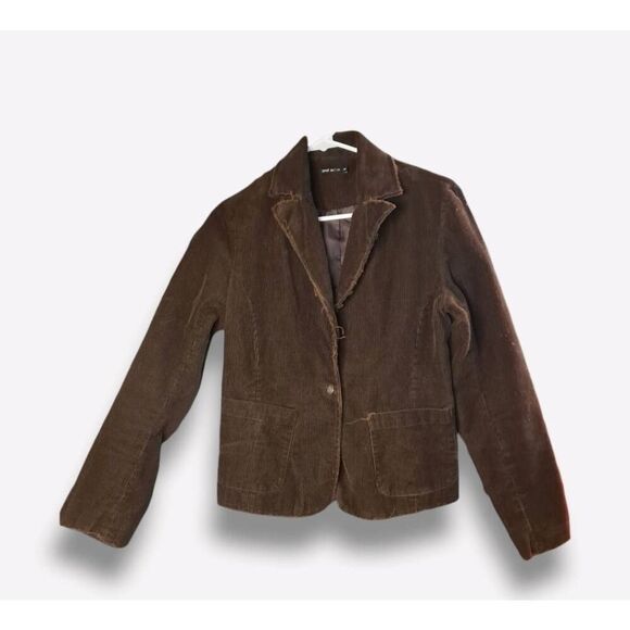 2nd Sign Distressed Corduroy Blazer Chocolate Brown Medium - Picture 1 of 9